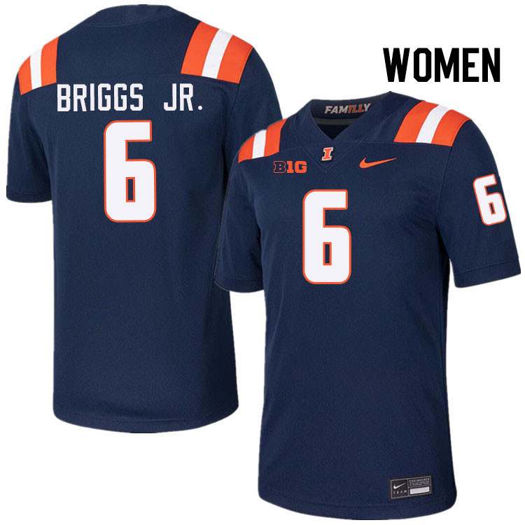 Women #6 Dennis Briggs Jr. Illinois Fighting Illini College Football Jerseys Stitched-Navy